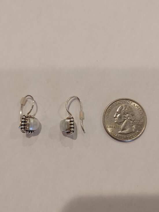Silpada Sterling Silver .925 square Pearl Button Earrings